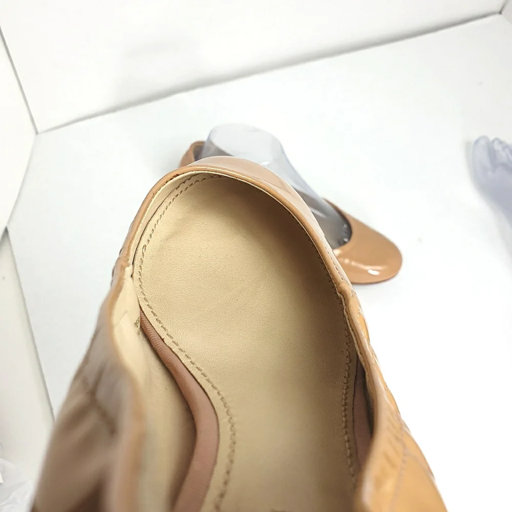 leather upper nude ballet flat slip-on flexible minimalist comfort and style 7.5